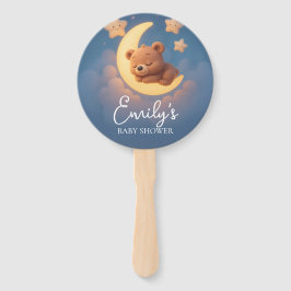 Leque Gender Reveal Hand Fan, Teddy Bear. Neutral Team