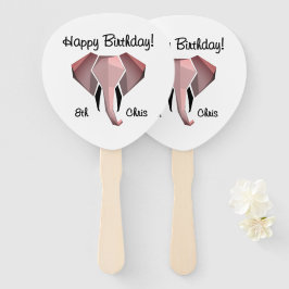 Leque Geometragem Elephant Head Birthday Age and Name