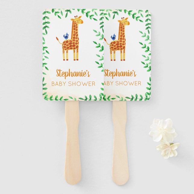 Leque Girafa e Chá de fraldas de pássaro bonitos (Frente e Verso)