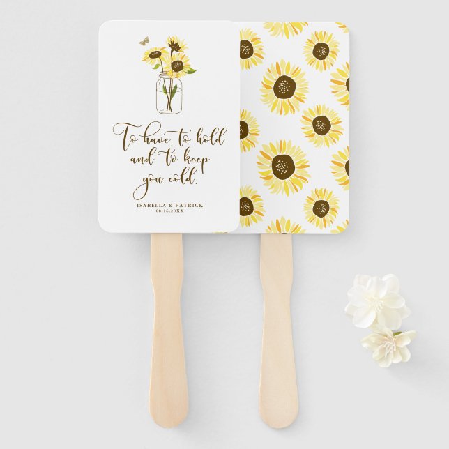 Leque Girassóis em Mason Jar para manter seu casamento f (Frente e Verso)