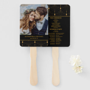 Leque Glam Art Deco Black Gatsby 1920 Style Casamento