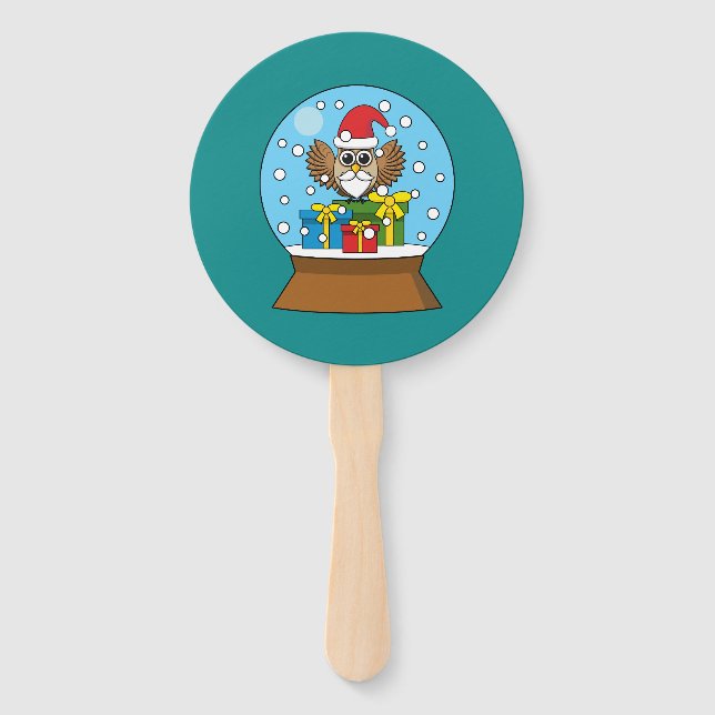 Leque Globo de Neve com Santa Claus Owl (Frente)