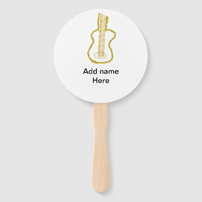 Leque Golden glitter acoustic guitar add name doodle  (Frente)