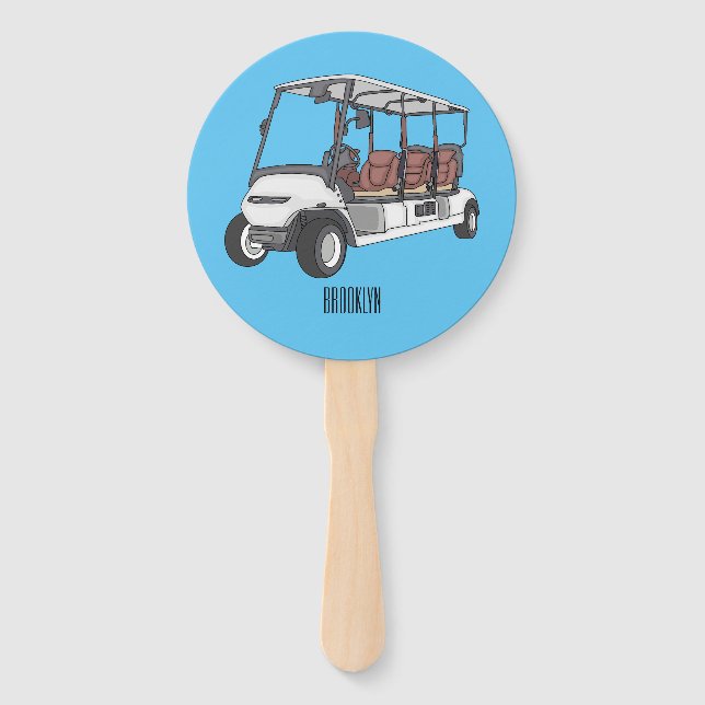 Leque Golf cart / golf buggy cartoon illustration (Frente)