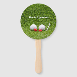 Leque Golf Casou duas bolas de golfe em verde com amor