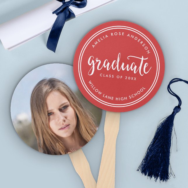 Leque Graduação com Letra Vermelha e Listras Brancas em  (Criador carregado)