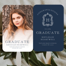 Graduação de Foto Branco Azul do Marinho Monograma