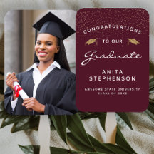 Graduação Dourada Personalizada da Borgonha Branca