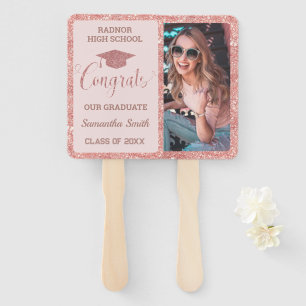Leque Graduação Formando Cinza Dourado com Rosa Rosa