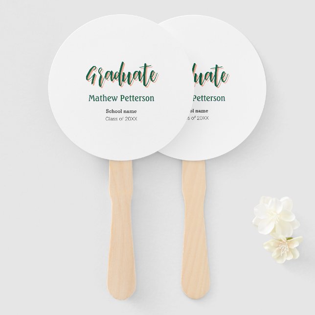 Leque Graduação moderna de classe negra simples e a pret (Frente e Verso)