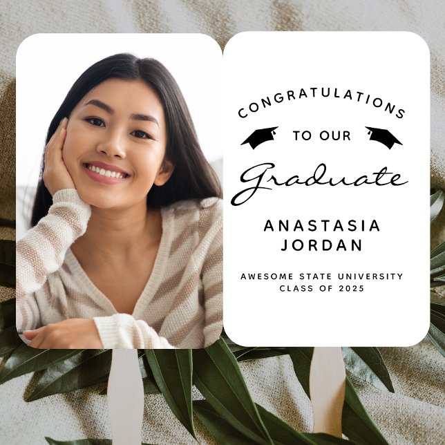 Leque Graduação Personalizada em Preto Branco com Foto 2 (Criador carregado)