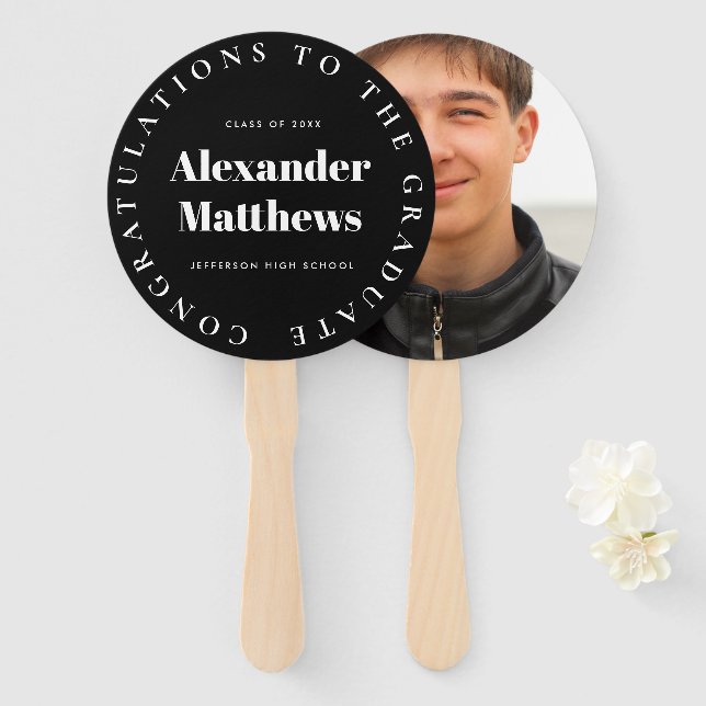 Leque Graduação Viva a Foto Masculina de Classe Escolar  (Frente e Verso)