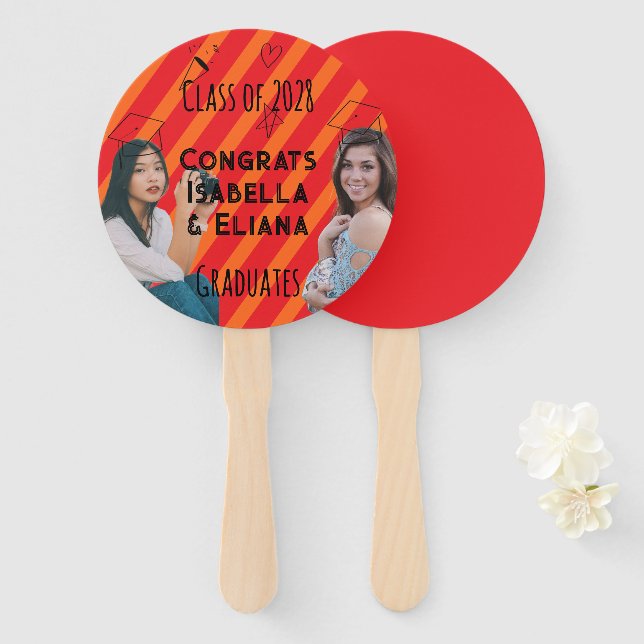 Leque Graduation Congratulatory Doodles Black Text (Frente e Verso)