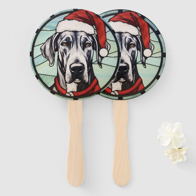 Leque Grande Dane Vidro Pintado Natal (Frente e Verso)
