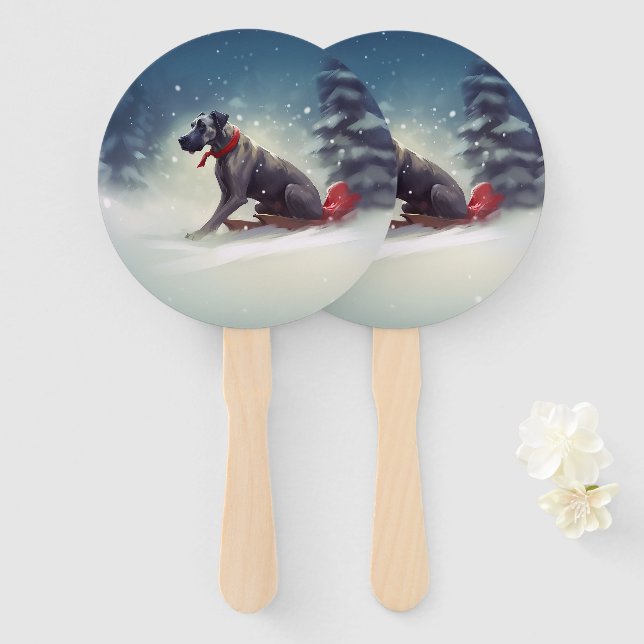 Leque Grande inverno de neve de Natal Dane (Frente e Verso)