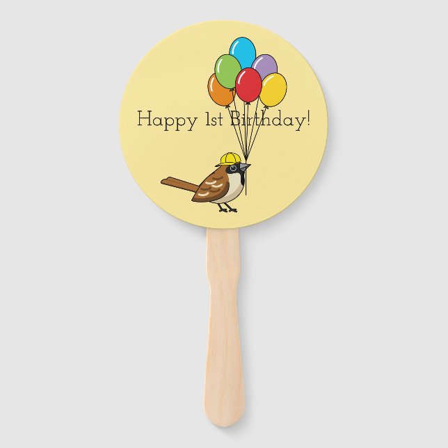 Leque Grátis Sparrow com Balões Aniversário | Personaliz (Frente)