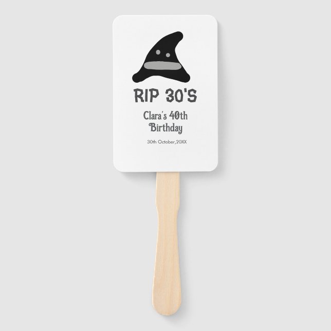 Leque Gray black RIP 30's 40th birthday witch hat hallow (Frente)