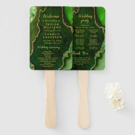 Leque Green and Gold Agate Wedding Program
