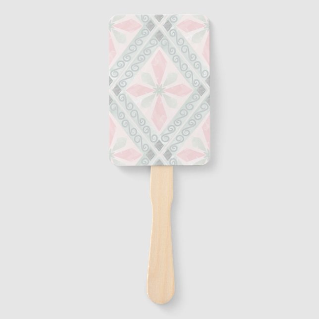 Leque Green and pink pastel diamond pattern (Frente)