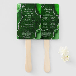 Leque Green and Silver Agate Wedding Program