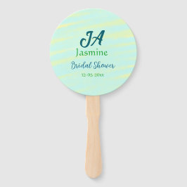 Leque Green blue pastel watercolor bridal shower name da