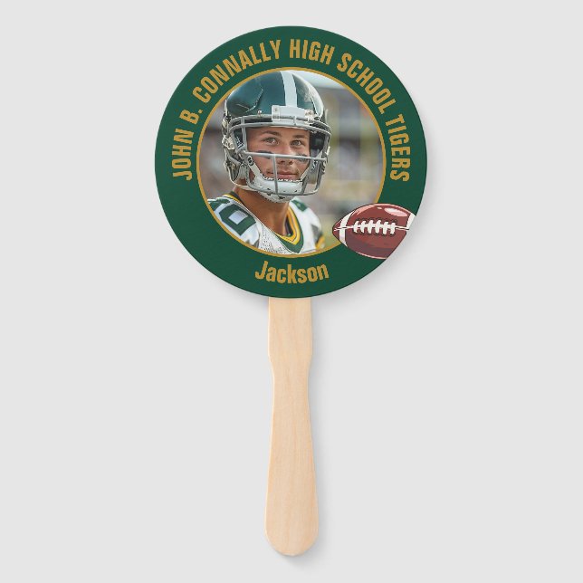 Leque Green Gold High School Football Player Photo (Frente)