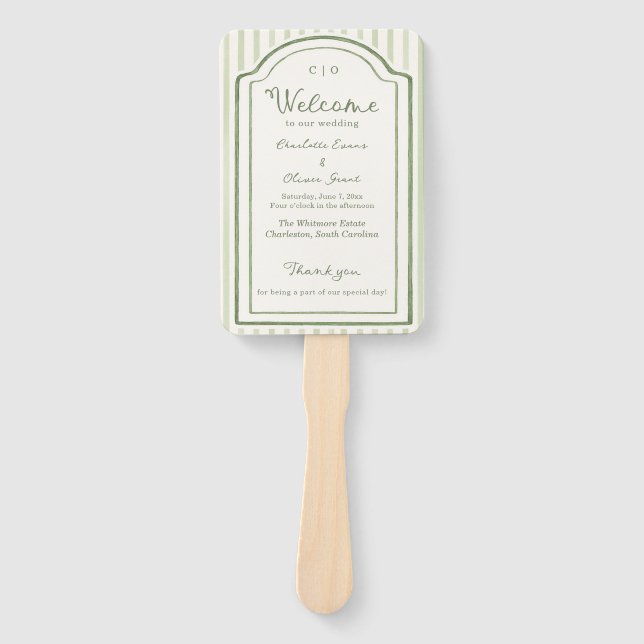 Leque Green Wedding Striped Program (Frente)