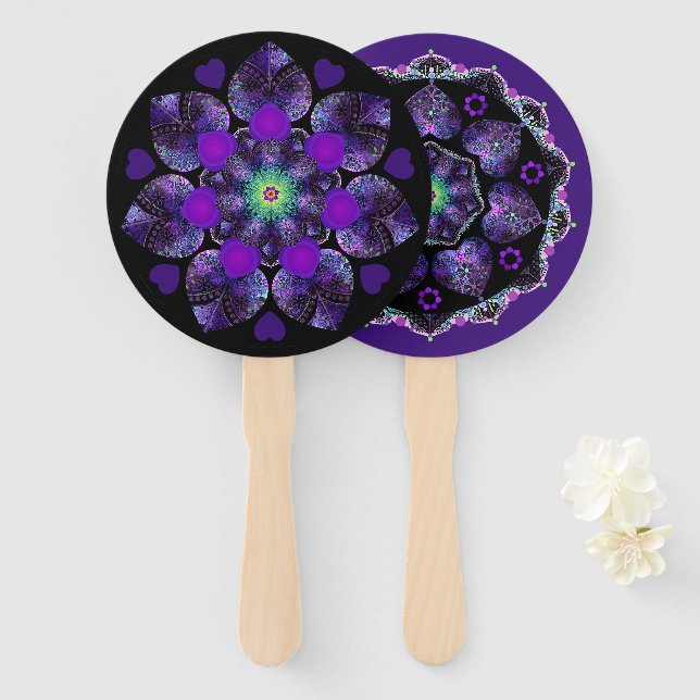 Leque Guarda-chuva e corações roxos .7 (Frente e Verso)