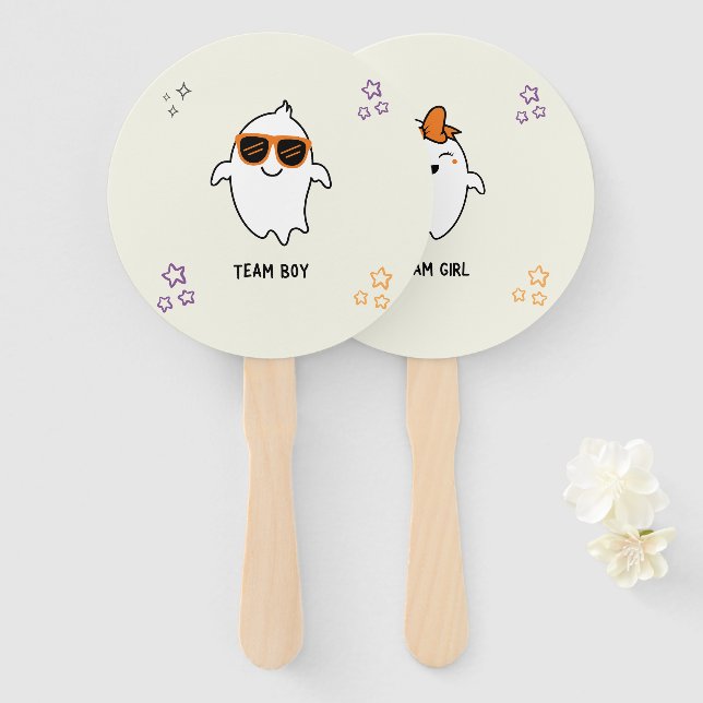 Leque Halloween Ghost Gender Reveal Voar Fan (Frente e Verso)