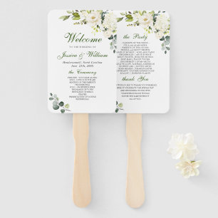 Leque Han do Programa Elegante Eucalyptus White Roses We