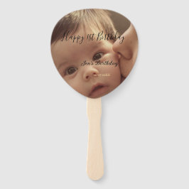 Leque Happy 1st birthday name photo date stylish calligr