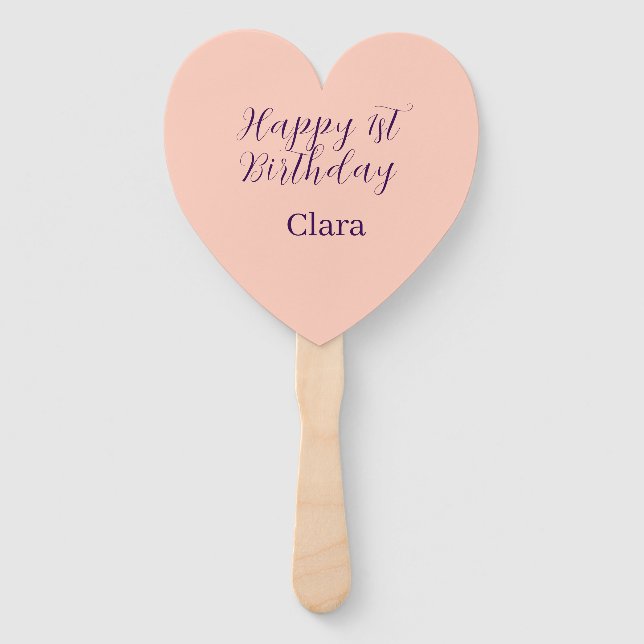 Leque Happy 1st birthday orange purple boho retro name  (Frente)