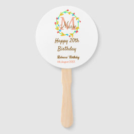 Leque Happy 20th Birthday red add name monogram wreath