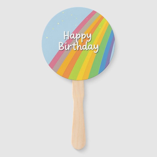 Leque Happy Birthday Bright & Colorful Rainbow (Frente)