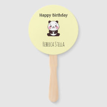 Happy birthday cute panda bear yellow