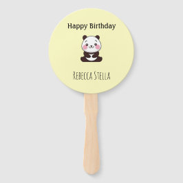 Leque Happy birthday cute panda bear yellow
