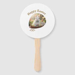 Leque Happy Easter white bunny year photo family name