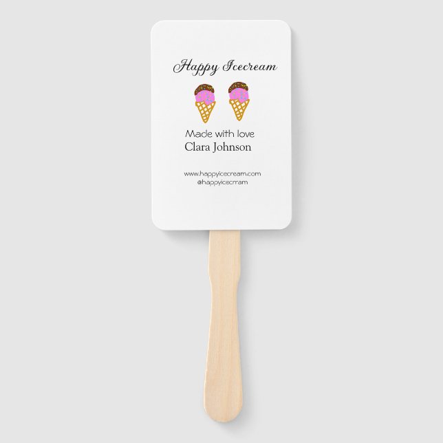 Leque Happy Icecream add name website social media  (Frente)