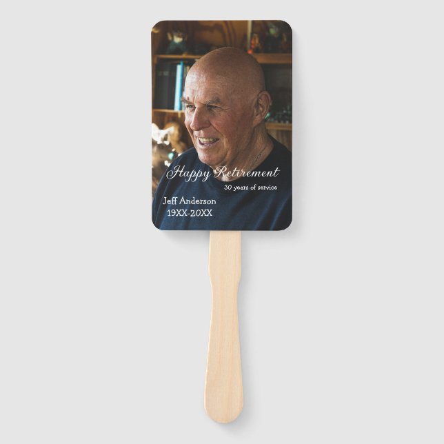 Leque Happy retirement add name photo years of service r (Frente)