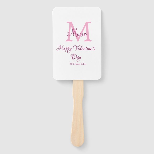 Leque Happy valentine's day monogram pink name love girl (Frente)