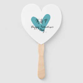 Leque Happy Valentine's day turquoise heart name letter 