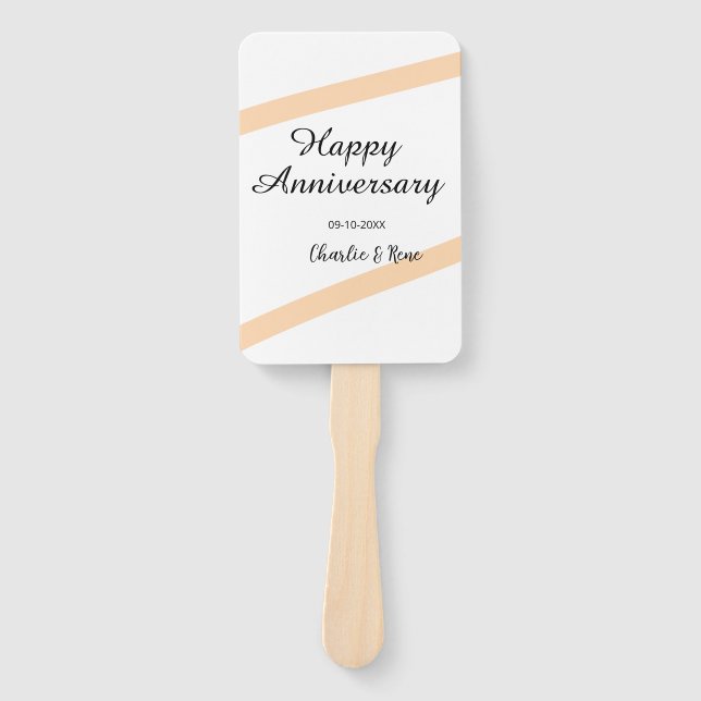 Leque Happy wedding anniversary orange pastel lines name (Frente)