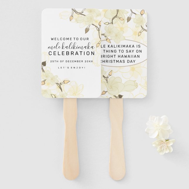 Leque Hawaiian Soft Sun White Flores Luzes de Natal (Frente e Verso)