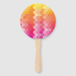 Leque Hexágono Geométrico forma amarelo-rosa