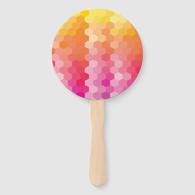 Leque Hexágono Geométrico forma amarelo-rosa (Frente)