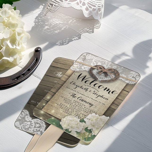Leque Hídrangea Hydrangea Wood Wedding Programs Hand Fan (Criador carregado)