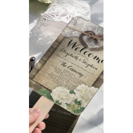 Leque Hídrangea Hydrangea Wood Wedding Programs Hand Fan