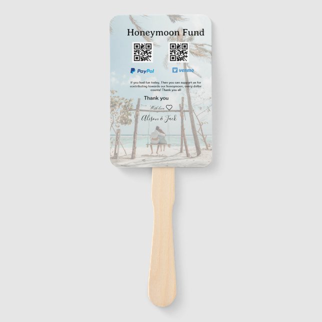 Leque Honeymoon fund venomo paypal donation Q R couple (Frente)