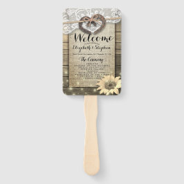Leque Horsferes Sunflower Wood Wedding Programe Ventilad