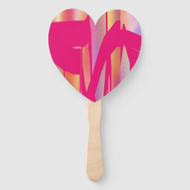 Leque Hot Pink Outta Control heart hand fans (Frente)
